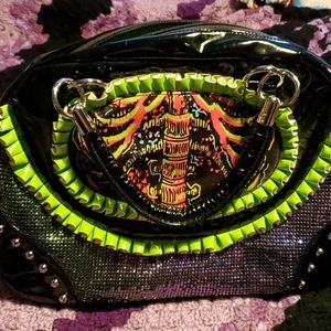vinyl and chainmail bowler style purse